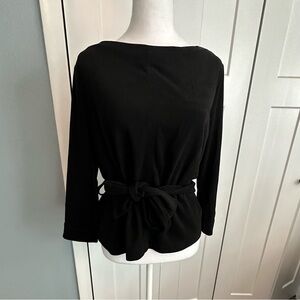 Banana Republic Factory Black Faux Suede Belted Top - Large